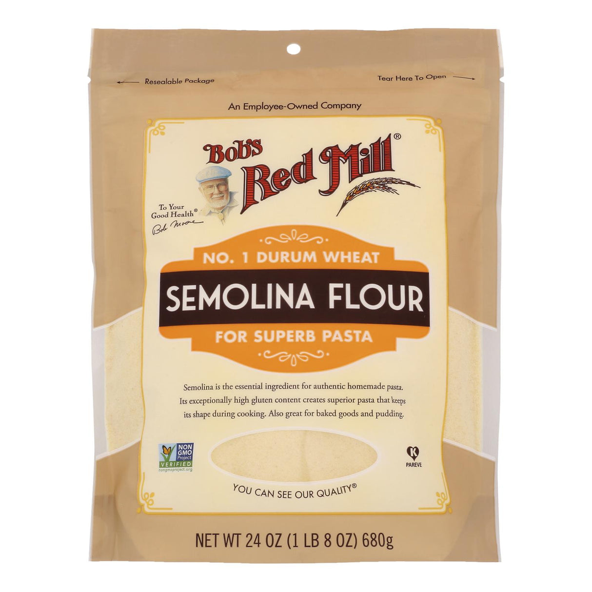 Flour, Semolina, Resealable Package,4 - 24 OUNCE
