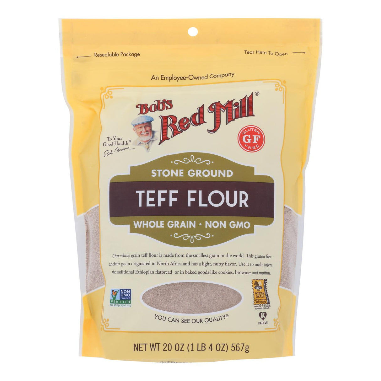 Flour, Teff, Resealable Package,4 - 20 OUNCE