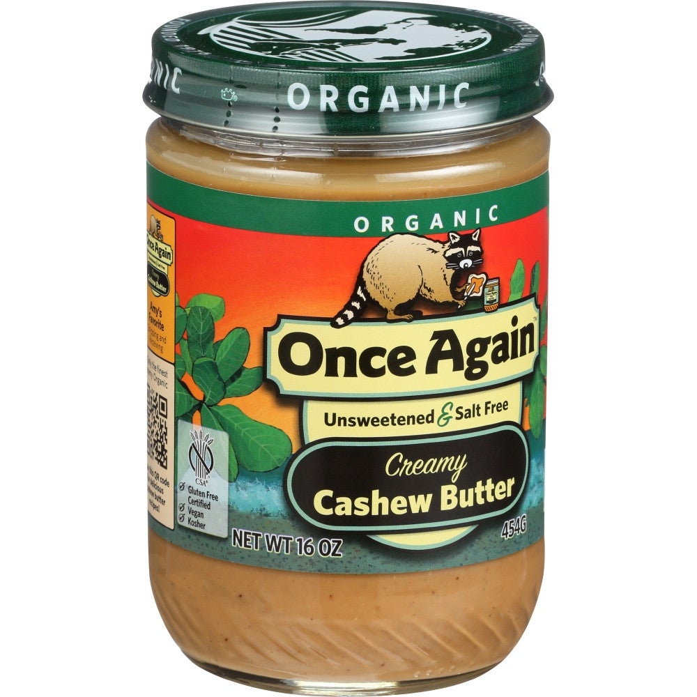 Cashew Butter, Creamy, Unsweetened, Organic,6 - 16 OUNCE