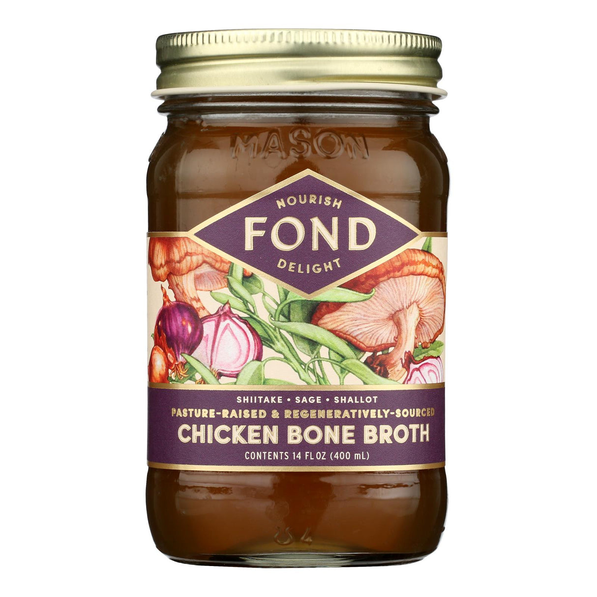 Broth, Chicken Bone, Seasoned, Glass, Shiitake/Sage/Shallot,4 - 14 FLUID