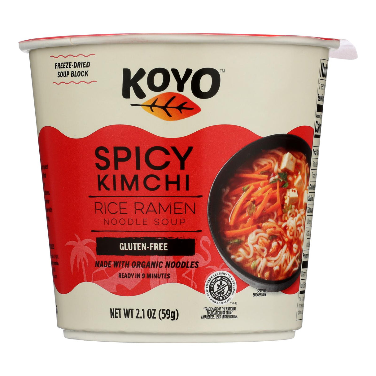 Soup, Rice Ramen Noodle, Spicy Kimchi, Cup,6 - 2.1 OUNCE