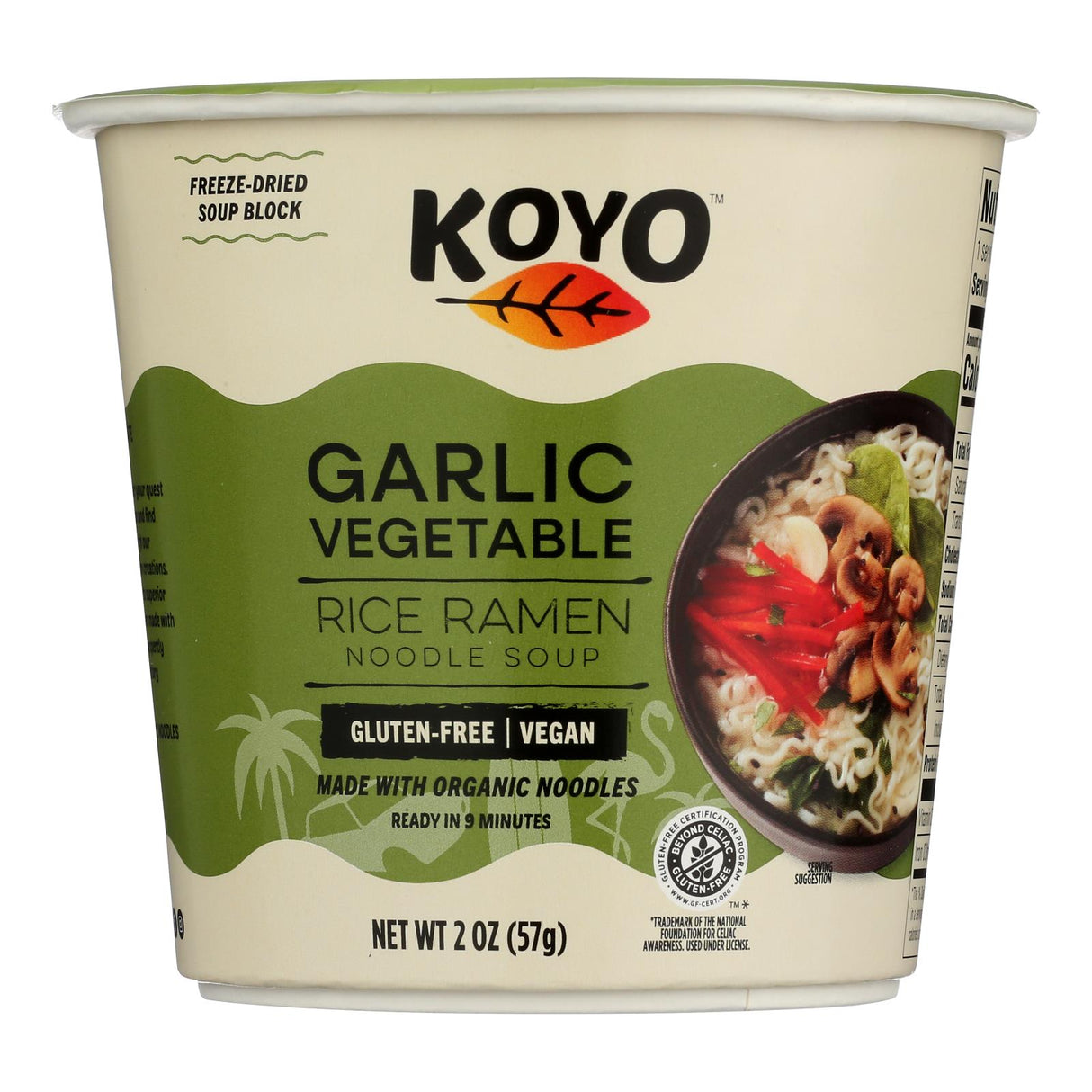 Soup, Rice Ramen Noodle, Garlic Vegetable, Cup,6 - 2 OUNCE