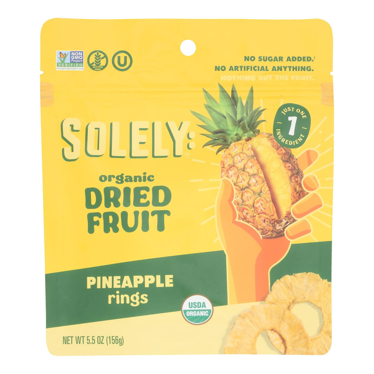 Pineapple Rings, No Sugar Added, Dried, Resealable Bag,6 - 5.5 OUNCE