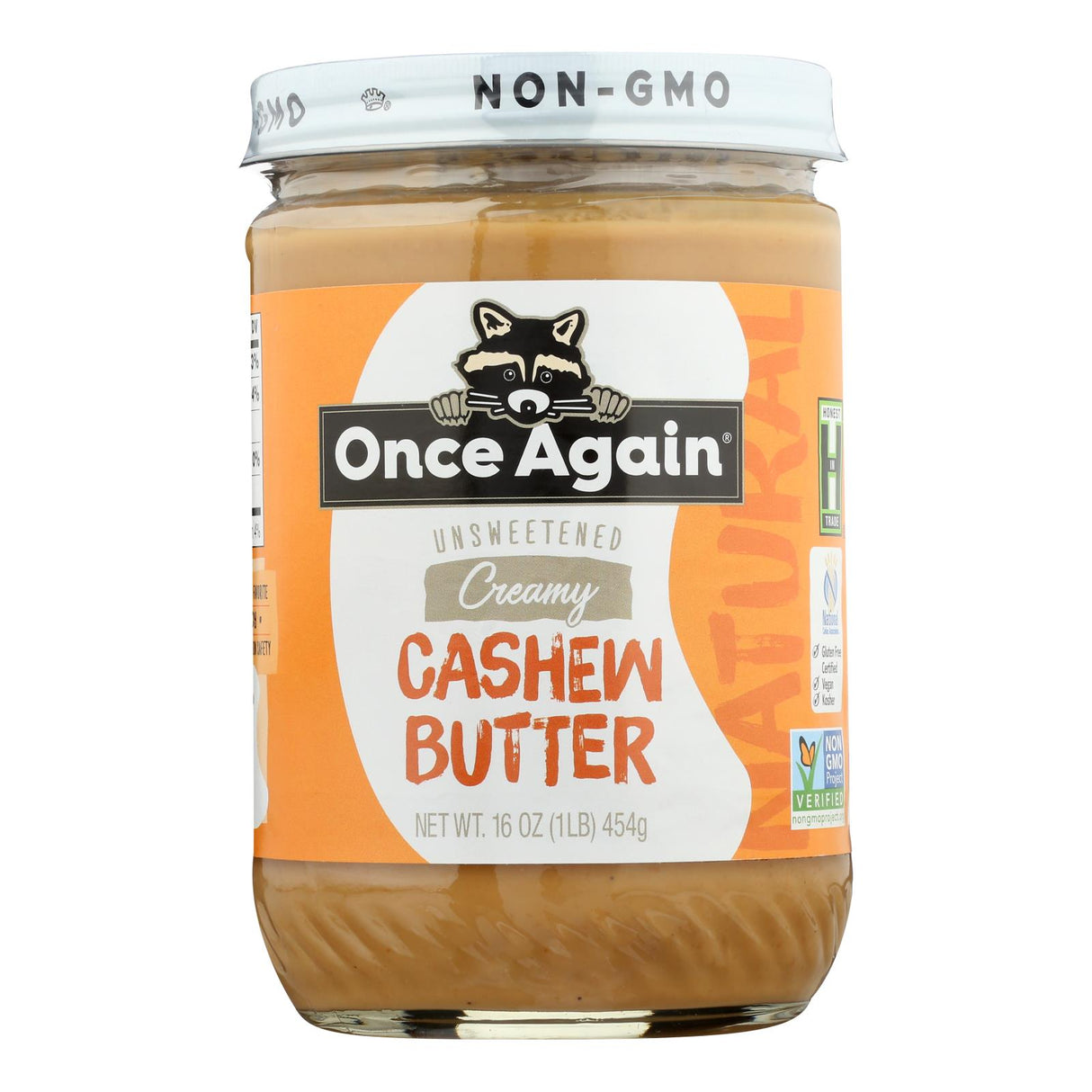Cashew Butter, Unsweetened, Creamy, Glass,6 - 16 OUNCE