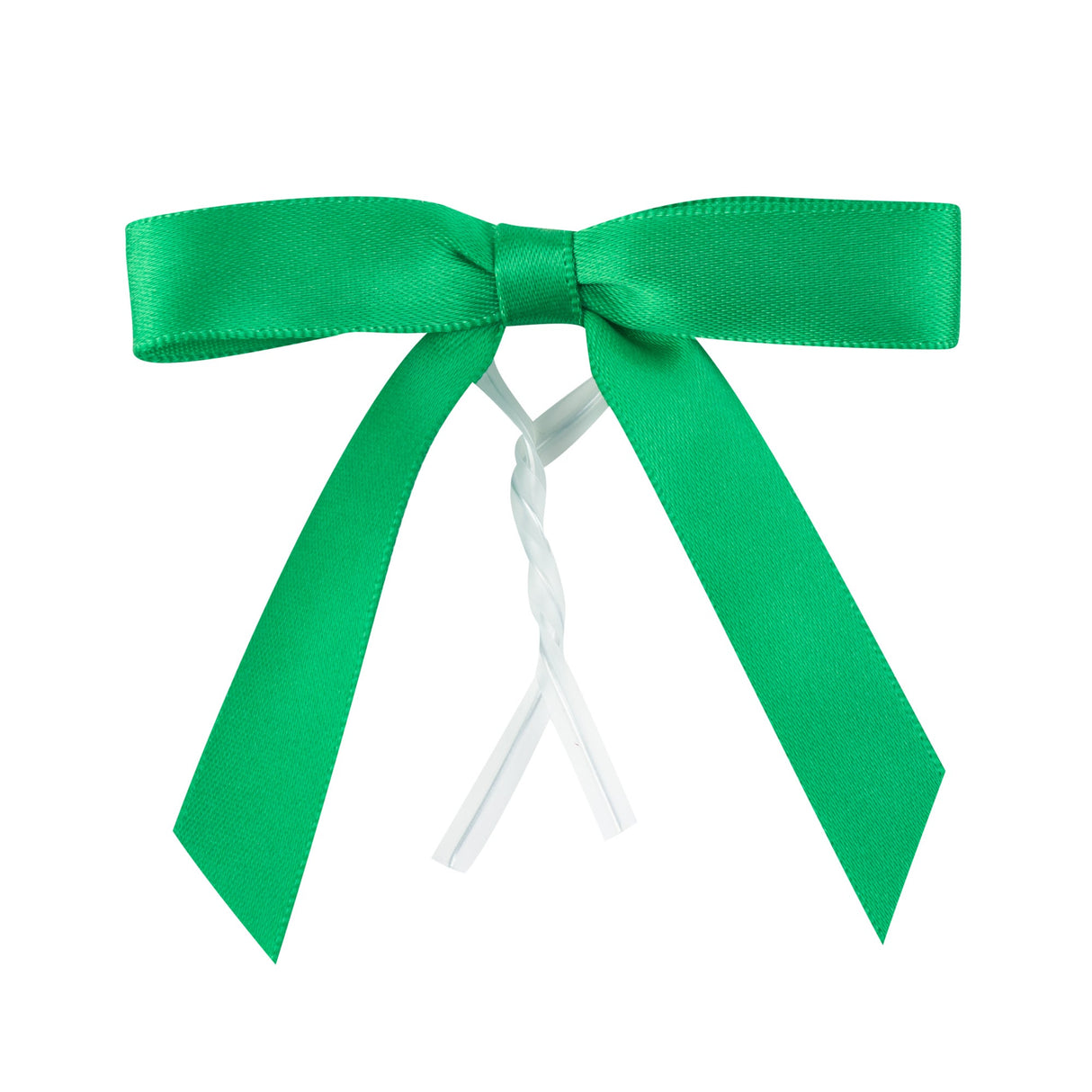 Bows, Twist Tie, Gift Tek 3 x 2.50 Inch, Emerald Green, Polyester Satin, Pre-Tied,100 - 1 EACH