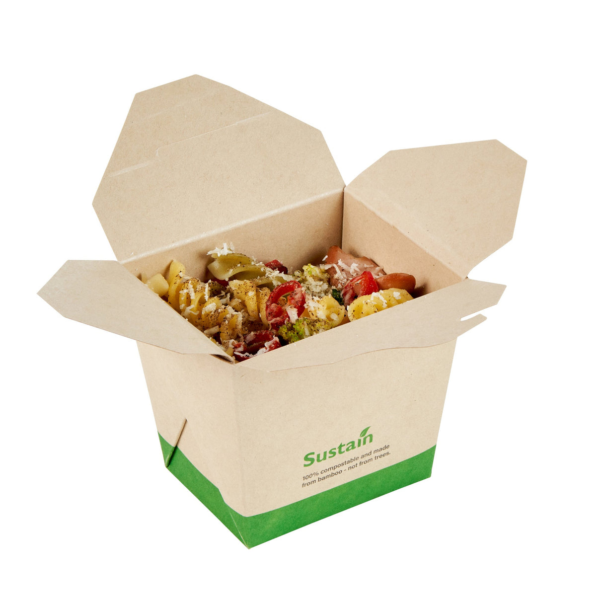 Containers, Noodle Take-Out, Sustain 16 Ounce, PLA-Lined Bamboo Paper, 3.50 x 3 x 3.25 Inch, Square,50 - 1 EACH