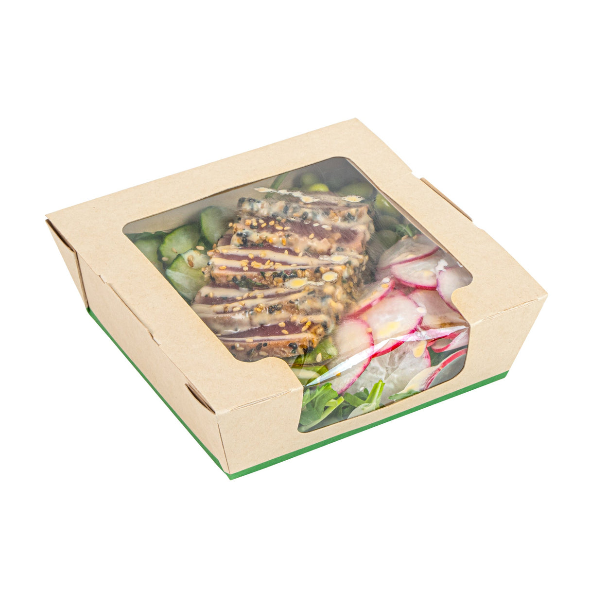 Box, Salad, Sustain 26 Ounce, PLA-Lined Paper, 5.75 x 5.75 x 1.75 Inch, includes Window,4 - 50 COUNT