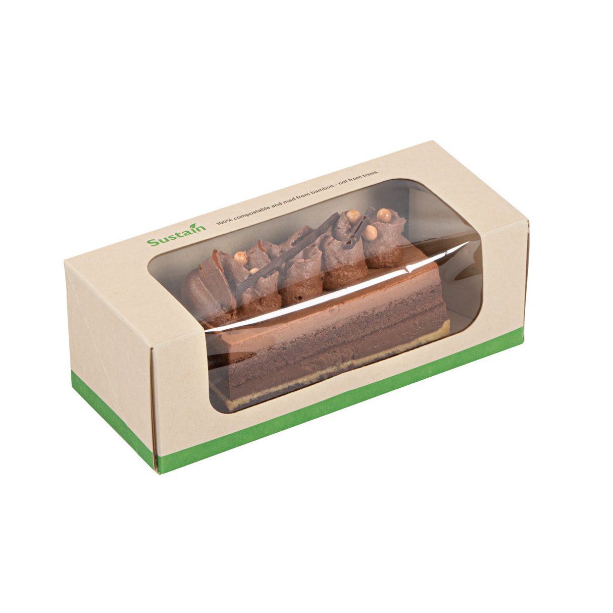 Containers, Take-Out, Sustain 13 Ounce, PLA-Lined Bamboo Paper, 6 x 2.50 x 2 Inch, Small, with Window,4 - 50 COUNT