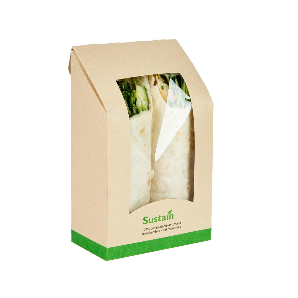 Containers, Take-Out, Sustain 6 x 3.75 x 2 Inch, PLA-Lined Bamboo Paper, 6 x 3.75 x 2 Inch, with Window,4 - 50 COUNT