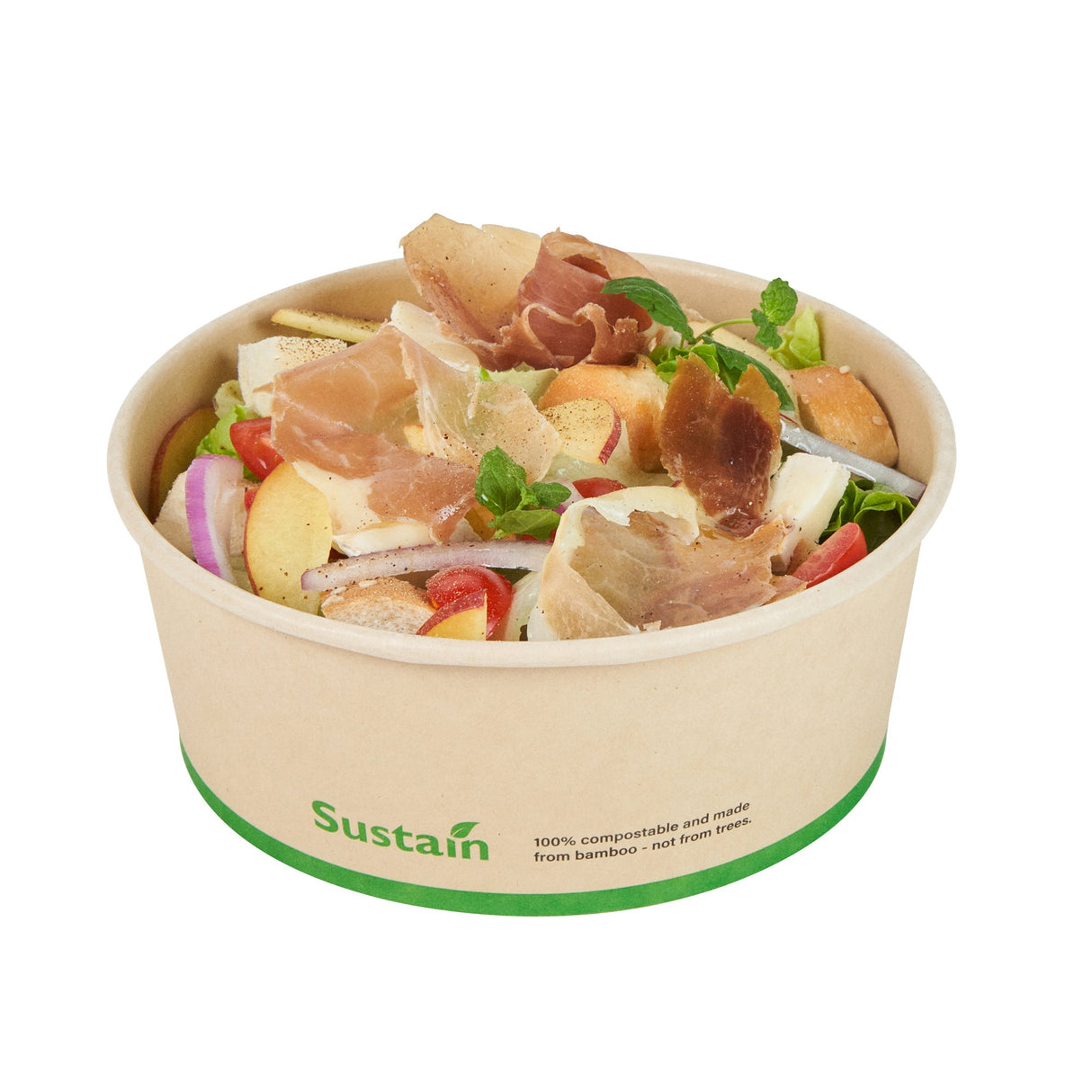 Containers, Salad, Sustain 25 Ounce, PLA-Lined Bamboo Paper, 6 x 6 x 2.50 Inch, Round,4 - 50 COUNT