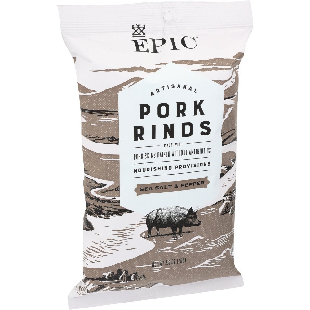 Pork Rinds, Artisanal, Sea Salt & Pepper,12 - 2.5 OUNCE