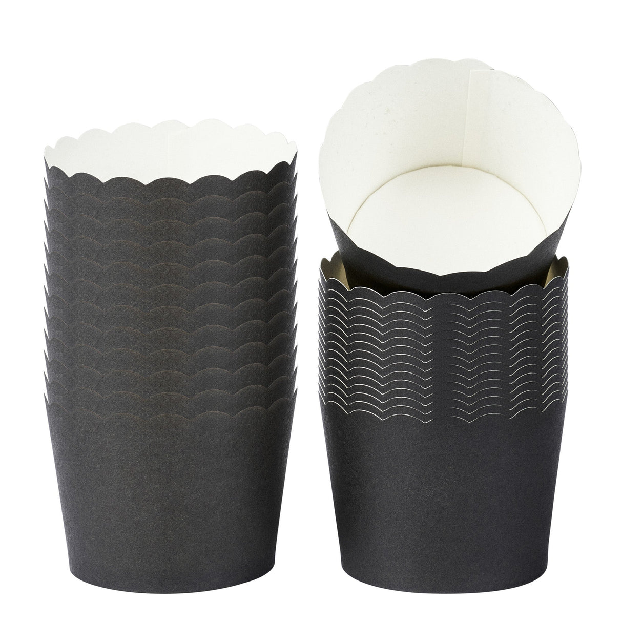 Cups, Baking, 3 Ounce, Paper, Black, Scallop, Mini 2.50 x 2.50 x 1.75 Inch, Round,200 - 1 EACH