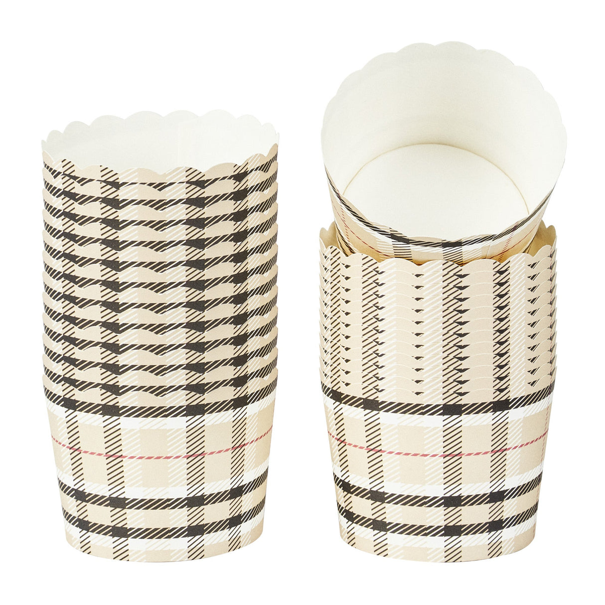Cups, Baking, 3 Ounce, Paper, Plaid, Scallop, Mini 2.50 x 2.50 x 1.75 Inch, Round,200 - 1 EACH