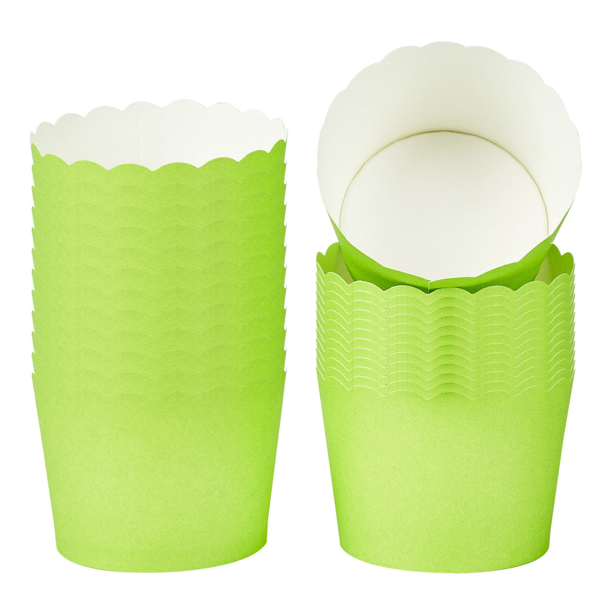 Cups, Baking, 3 Ounce, Paper, Eco Green, Scallop, Mini 2.50 x 2.50 x 1.75 Inch, Round,200 - 1 EACH