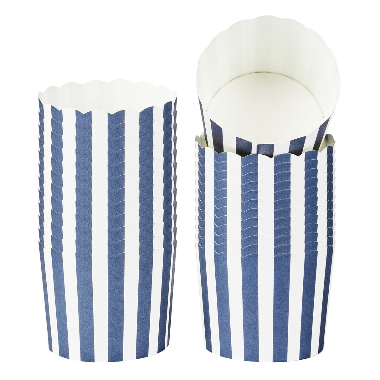 Cups, Baking, 6 Ounce, Paper, Blue Stripe, Scallop, 2.75 x 2.75 x 2.25 Inch, Round,200 - 1 EACH