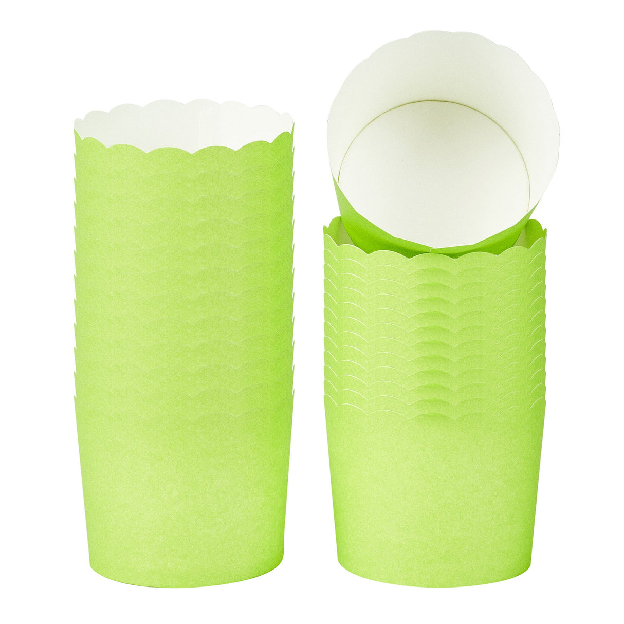 Cups, Baking, 6 Ounce, Paper, Eco Green, Scallop, 2.75 x 2.75 x 2.25 Inch, Round,200 - 1 EACH