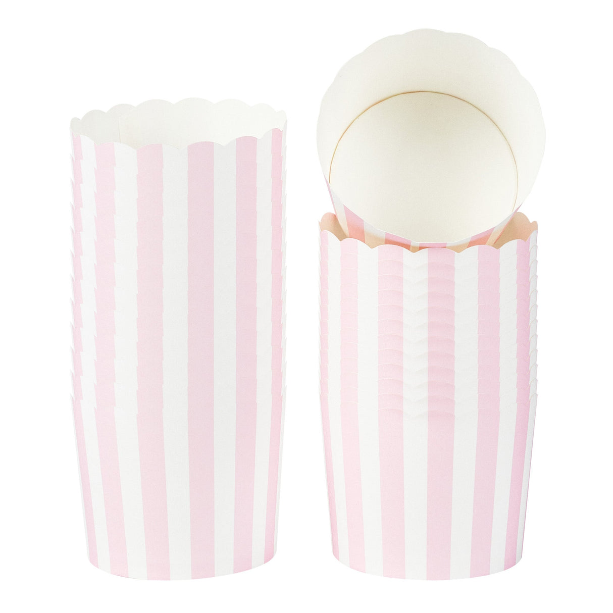 Cups, Baking, 6 Ounce, Paper, Pink Stripe, Scallop, 2.75 x 2.75 x 2.25 Inch, Round,200 - 1 EACH