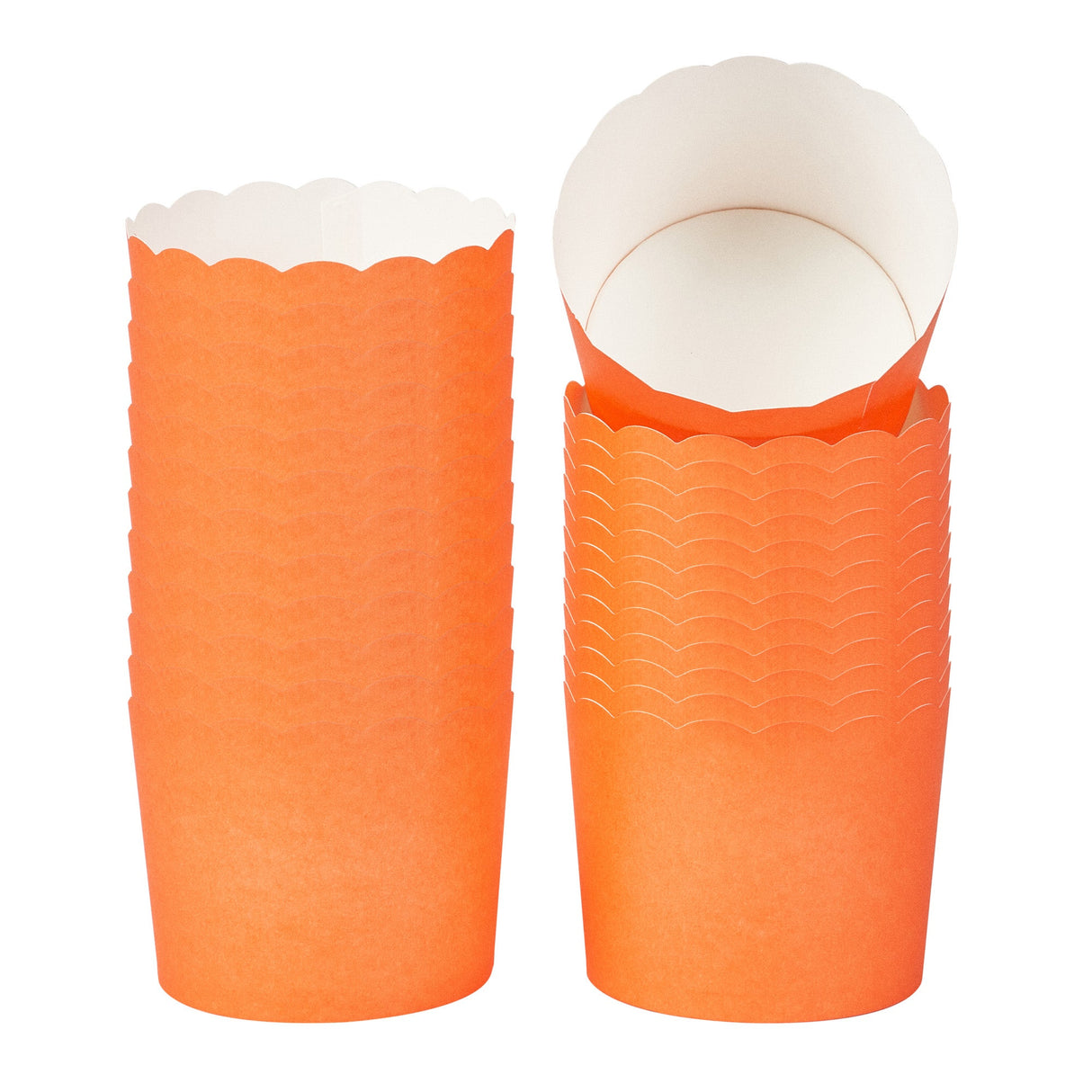 Cups, Baking, 6 Ounce, Paper, Tangerine Orange, Scallop, 2.75 x 2.75 x 2.25 Inch, Round,200 - 1 EACH