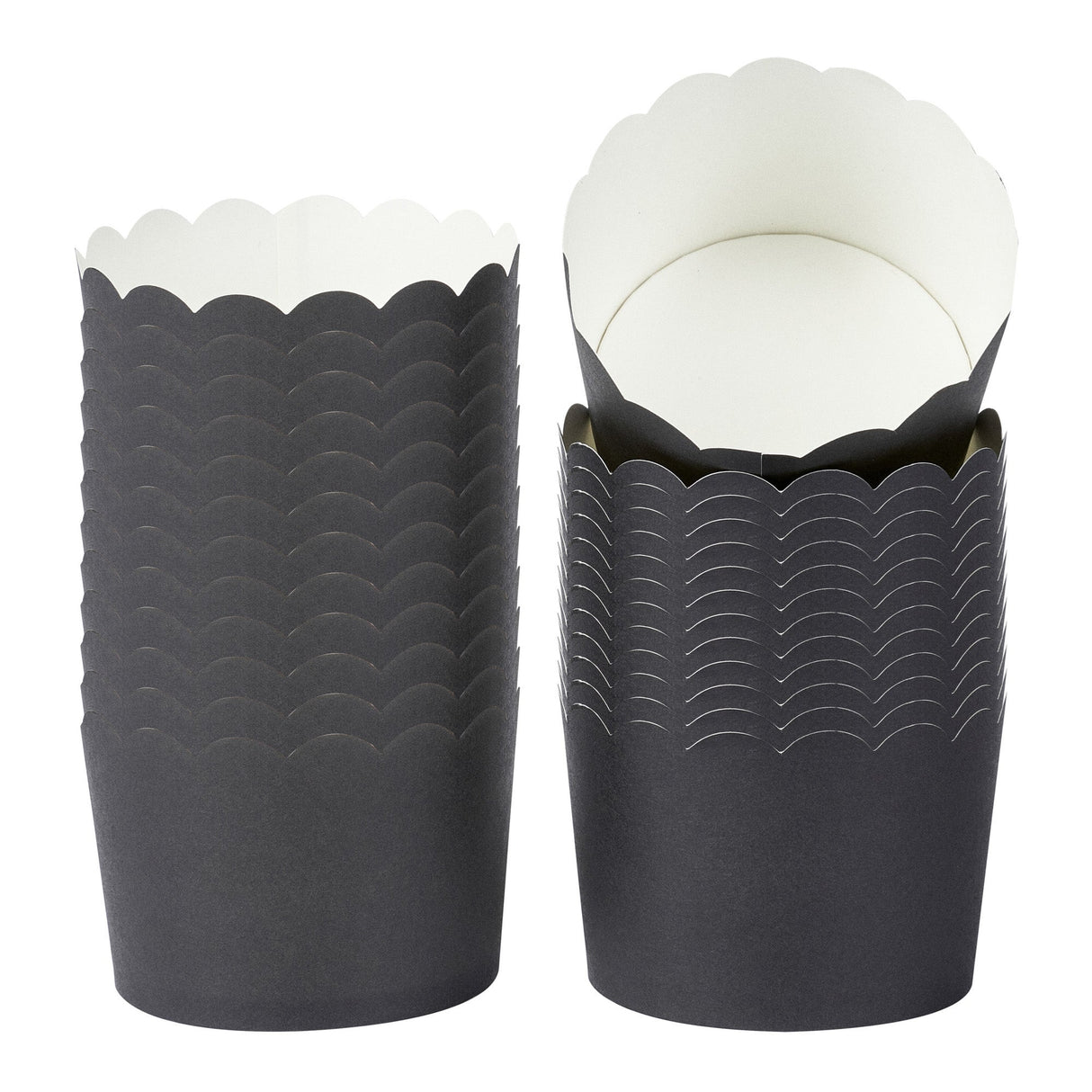 Cups, Baking, 10 Ounce, Paper, Black, Scallop, Jumbo 3.50 x 3.50 x 2.50 Inch,200 - 1 EACH