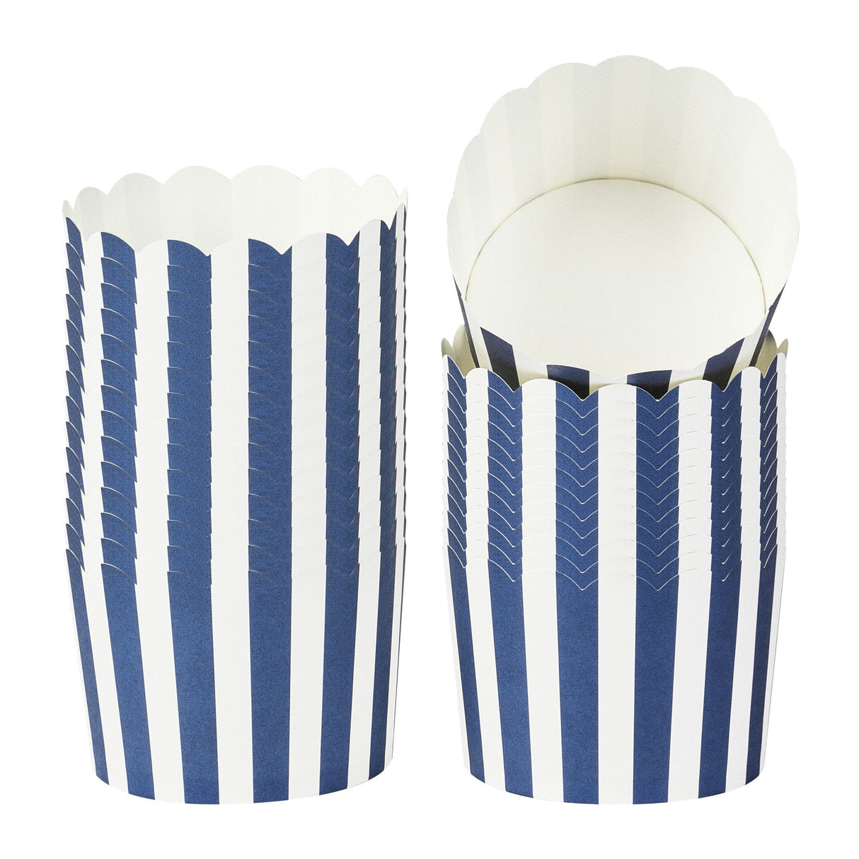 Cups, Baking, 10 Ounce, Paper, Blue Stripe, Scallop, Jumbo 3.50 x 3.50 x 2.50 Inch, Round,200 - 1 EACH