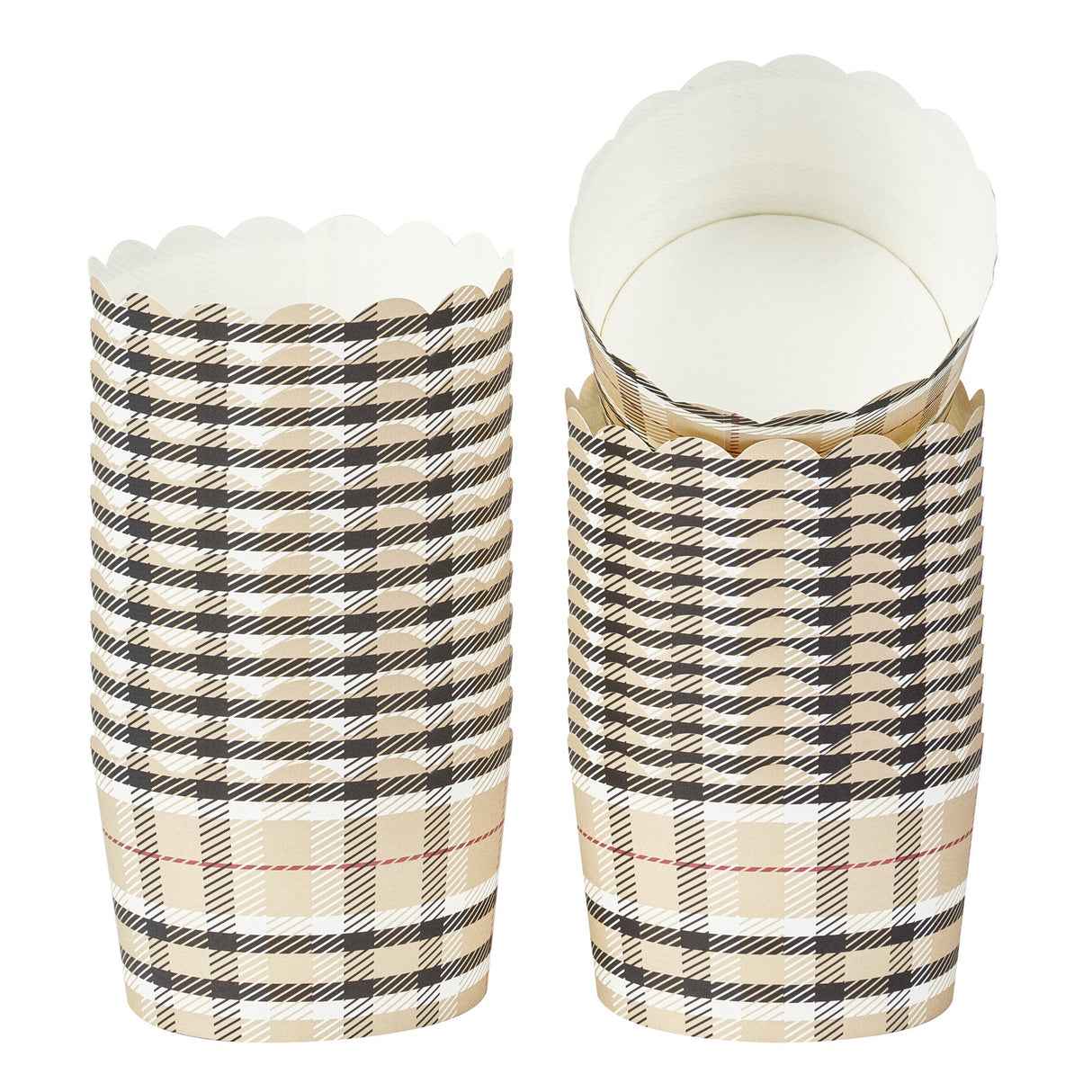 Cups, Baking, 10 Ounce, Paper, Plaid, Scallop, Jumbo 3.50 x 3.50 x 2.50 Inch, Round,200 - 1 EACH