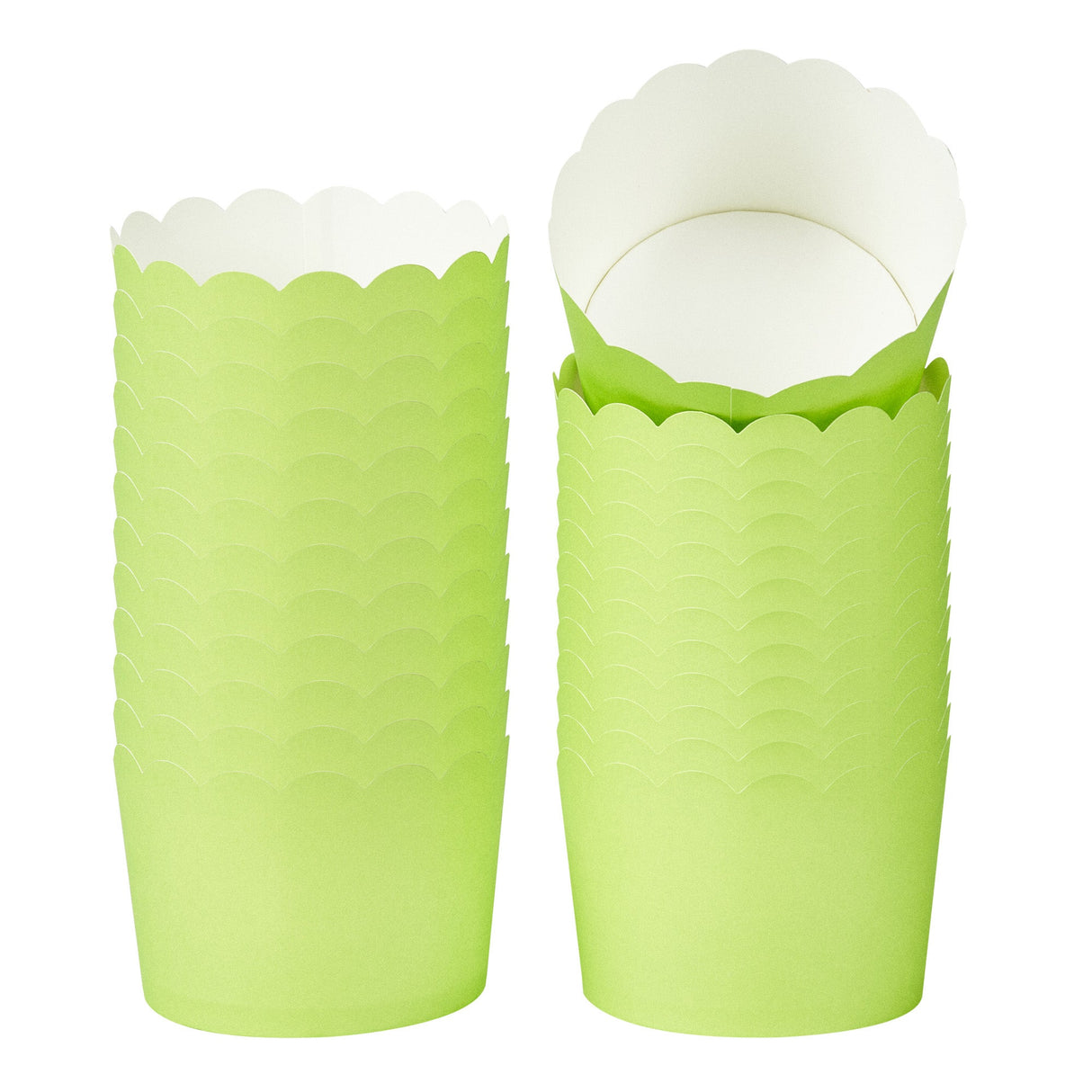 Cups, Baking, 10 Ounce, Paper, Eco Green, Scallop, Jumbo 3.50 x 3.50 x 2.50 Inch, Round,200 - 1 EACH