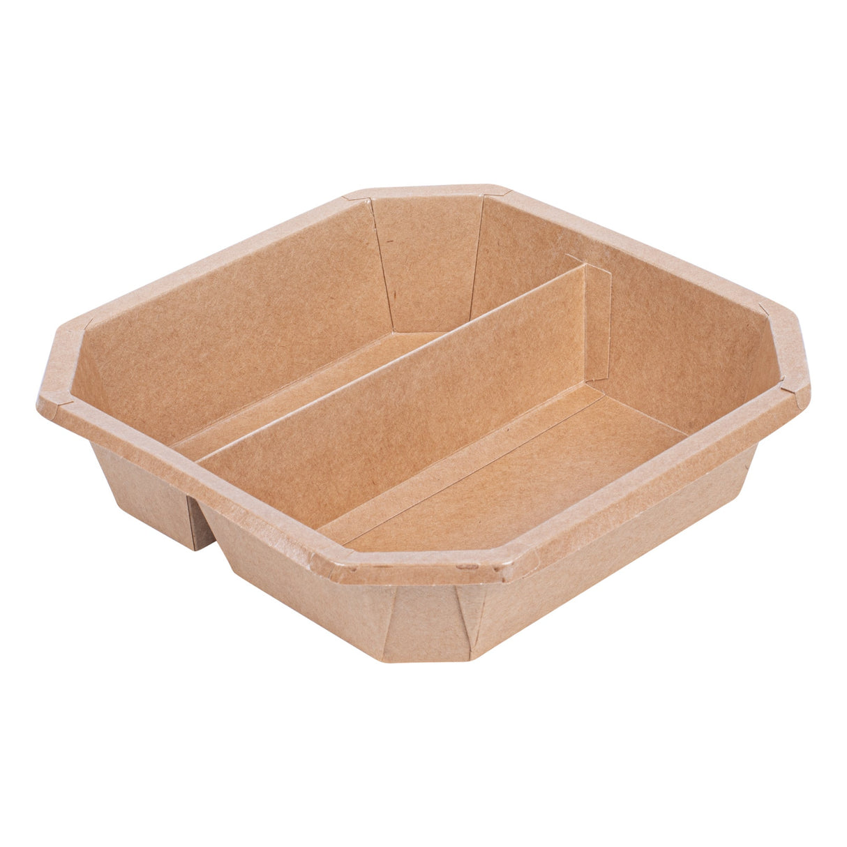 Containers, 2-Compartment, Sustain 41 Ounce, PLA-Lined Paper, Kraft, 7.75 x 7.75 x 2 Inch, Octagonal,25 - 1 EACH