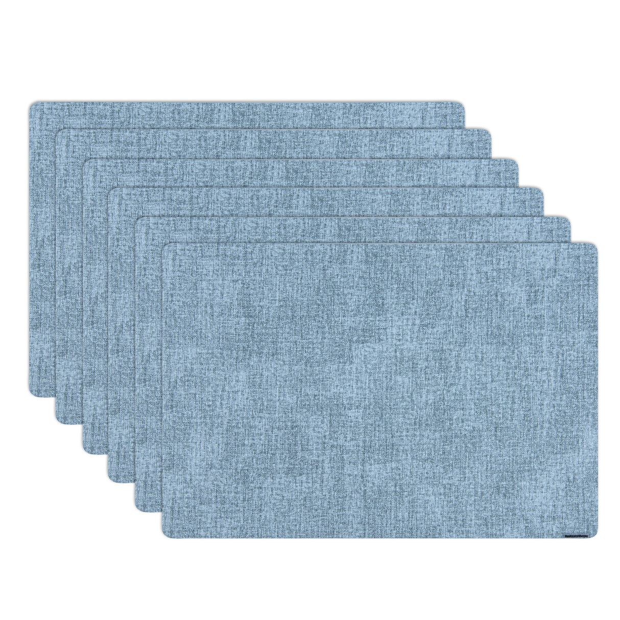 Placemats, Denim Mesh 17.75 x 11.75 Inch, Rectangular, Blue, Vinyl, Linen-Feel,6 - 1 EACH