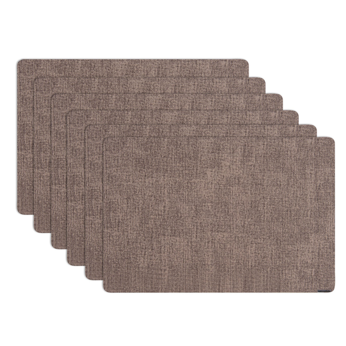 Placemats, Denim Mesh 17.75 x 11.75 Inch, Rectangular, Brown, Vinyl, Linen-Feel,6 - 1 EACH