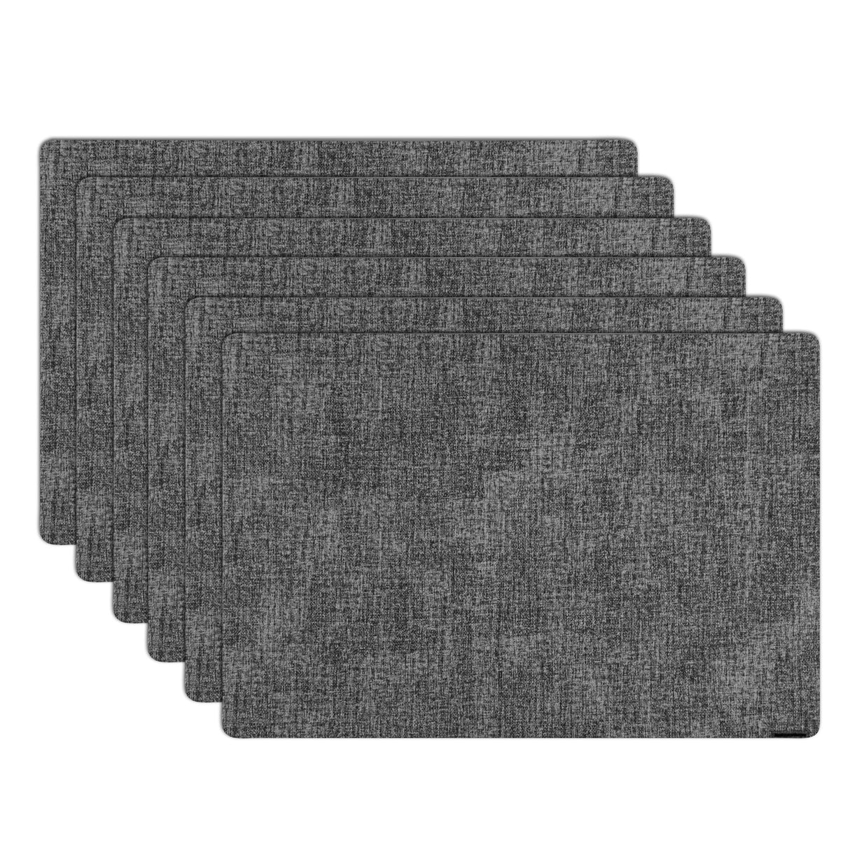 Placemats, Denim Mesh 17.75 x 11.75 Inch, Rectangular, Dark Gray, Vinyl, Linen-Feel,6 - 1 EACH