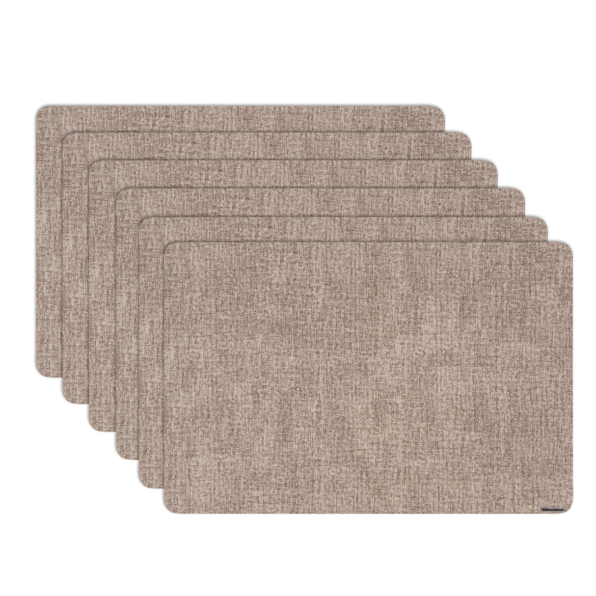 Placemats, Denim Mesh 17.75 x 11.75 Inch, Rectangular, Beige, Vinyl, Linen-Feel,6 - 1 EACH