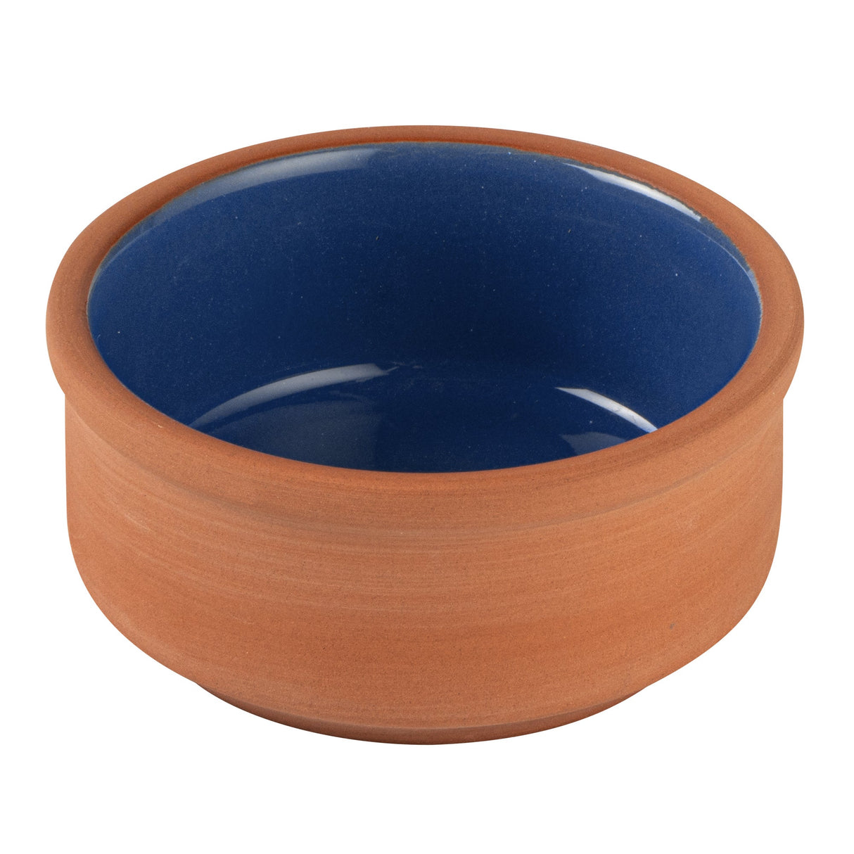Bowls, Cazuela, Terra Tek 3 Ounce, Terracotta, Blue Glazed Interior, 3.25 x 3.25 x 1.50 Inch, Oven-Safe,2 - 5 COUNT