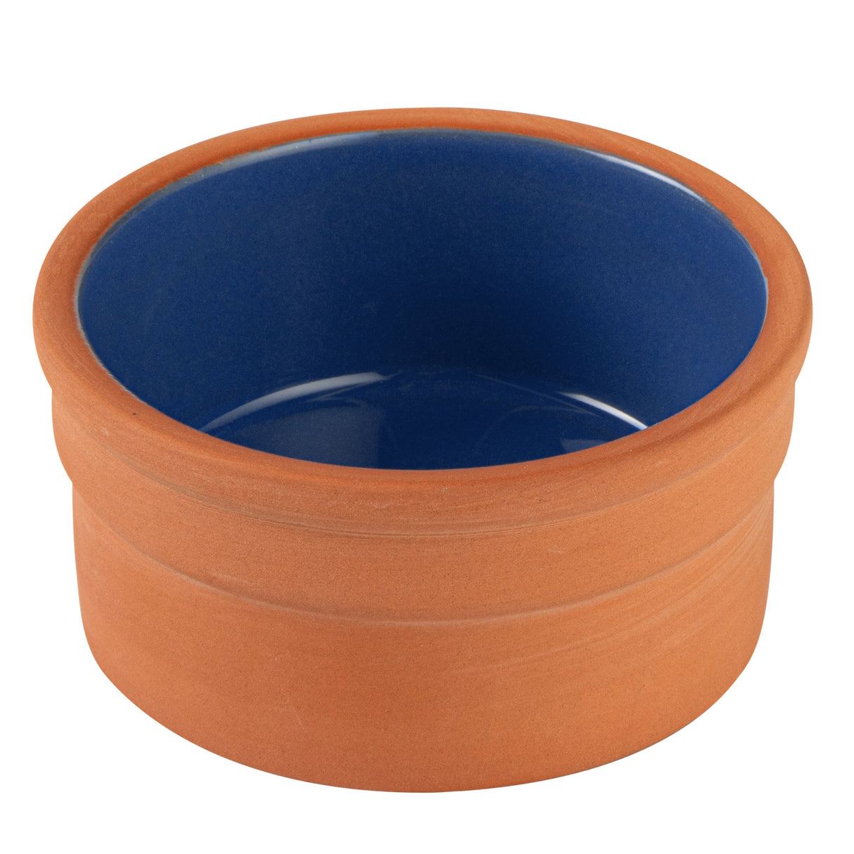 Bowls, Cazuela, Terra Tek 5 Ounce, Terracotta, Blue Glazed Interior, 3.75 x 3.75 x 1.75 Inch, Oven-Safe,2 - 5 COUNT