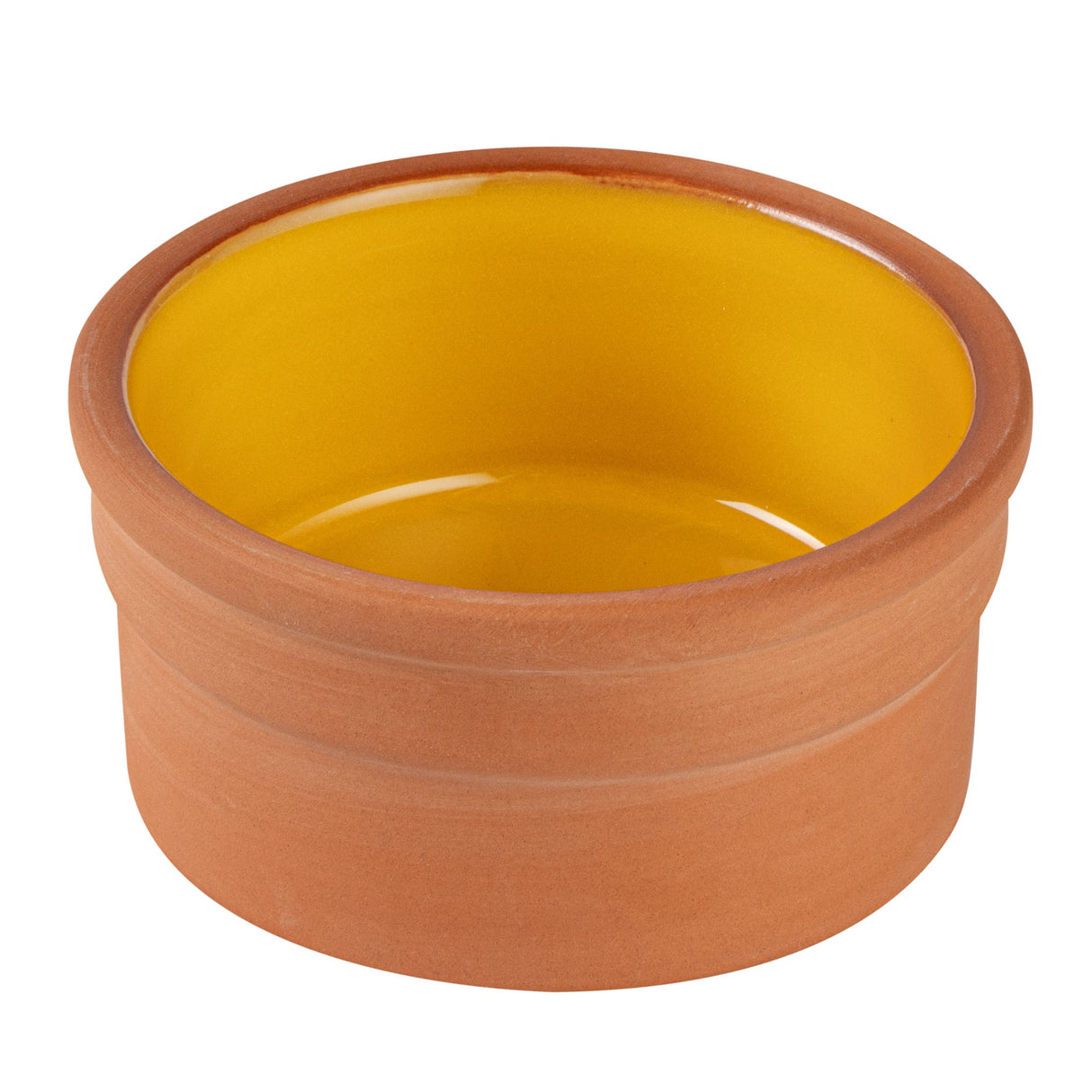 Bowls, Cazuela, Terra Tek 5 Ounce, Terracotta, Yellow Glazed Interior, 3.75 x 3.75 x 1.75 Inch, Oven-Safe,2 - 5 COUNT