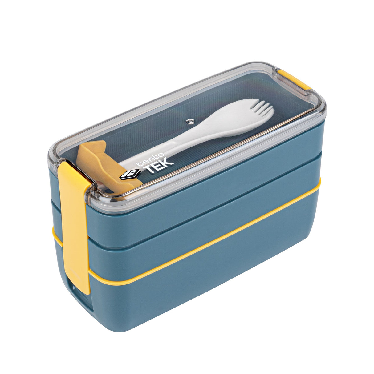 Box, Lunch, Bento Tek 30 Ounce, Microwave-Safe, Blue & Yellow, Includes Fork & Knife, 7.50 x 3.25 x 4.50 Inch,1 - 7 PIECE