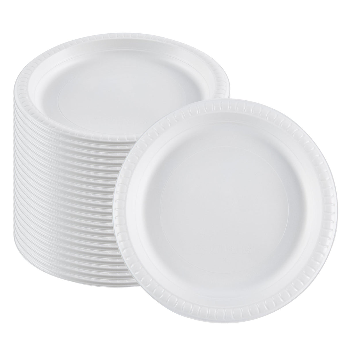 Plates, RW Base 9 x 9 x 0.75 Inch, Microwavable Plastic, White, Round,50 - 1 EACH