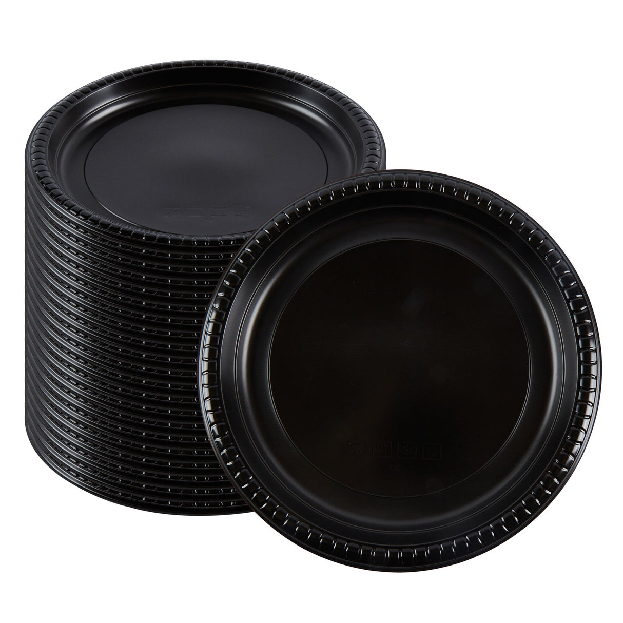 Plates, RW Base 10.25 x 10.25 x 0.75 Inch, Microwavable Plastic, Black, Round,50 - 1 EACH