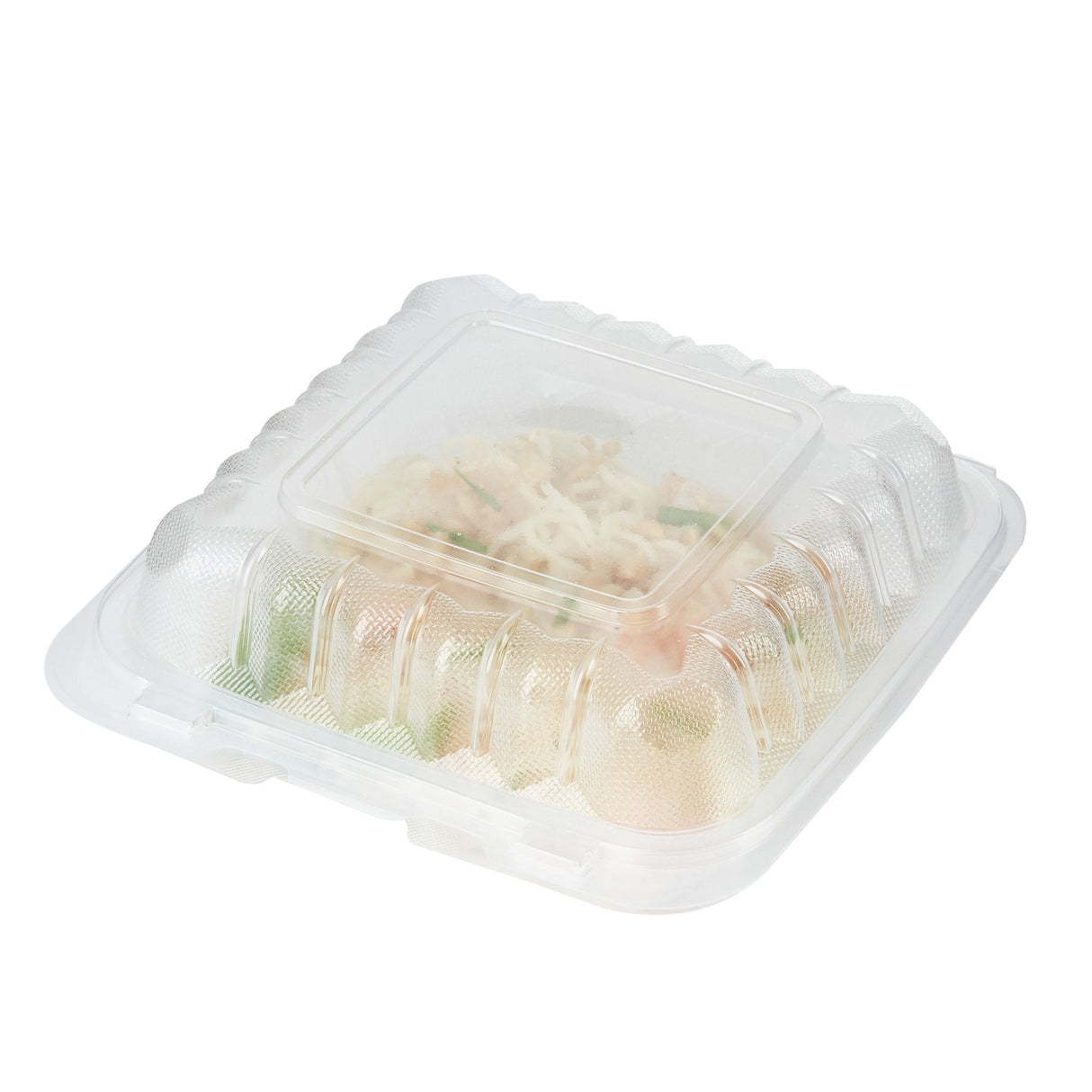 Containers, RW Base 30 Ounce, Microwavable Plastic, Clear, 7.50 x 7.50 x 2.75, Anti-Fog Clamshell, Square,50 - 1 EACH
