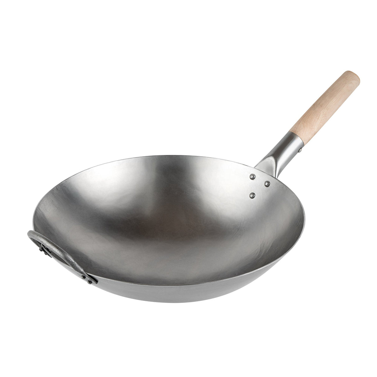 Pan, Fry, Motomori 14 Inch, Carbon Steel, Round Bottom, Hammered Finish, Wood Handle,1 - 1 EACH