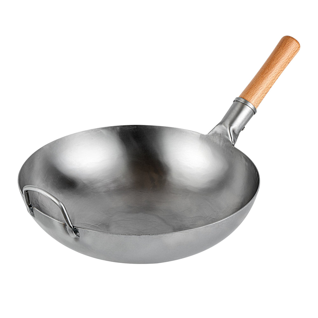 Pan, Fry, Motomori 14 Inch, Carbon Steel, Flat Bottom, Hammered Finish, Wood Handle,10 - 1 EACH