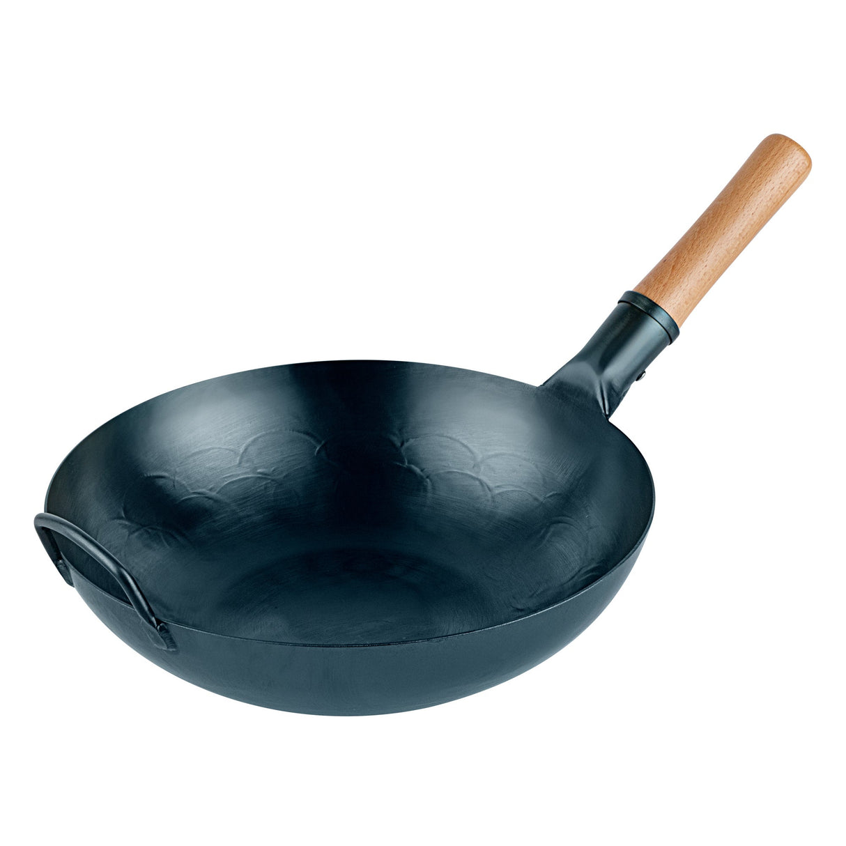 Pan, Fry, Motomori 12 Inch, Pre-Seasoned, Carbon Steel, Blue, Flat Bottom, Hammered Finish, Wood Handle,1 - 1 EACH