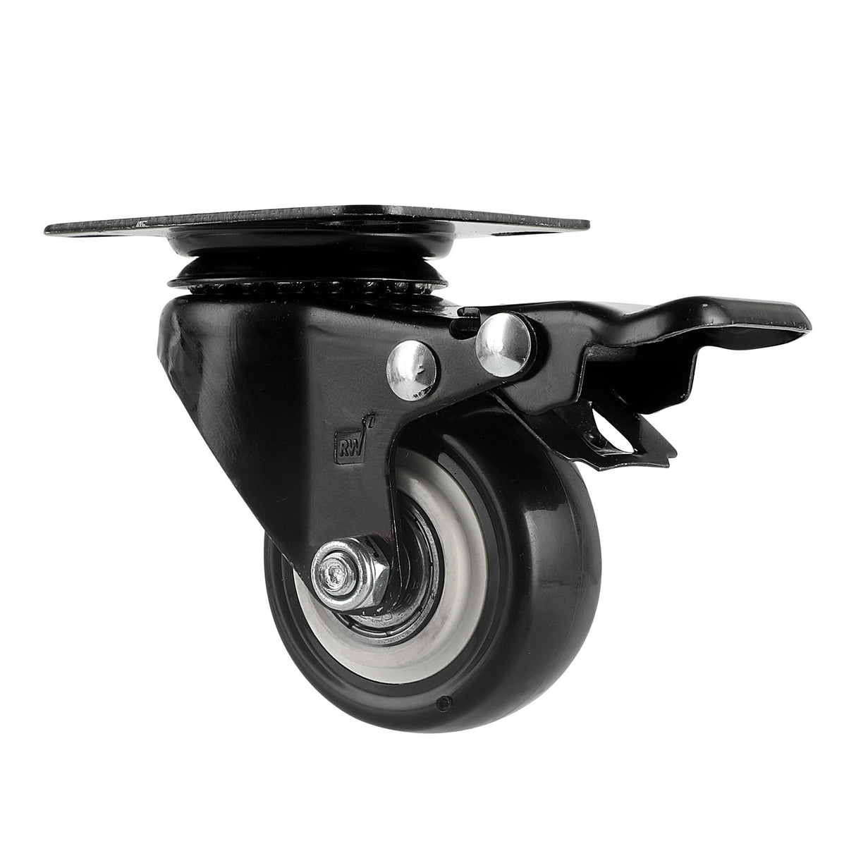 Casters, Swivel Plate, RW Hardware, 2 Inch, Black, includes Breaks & Mounting Hardware,4 - 1 EACH