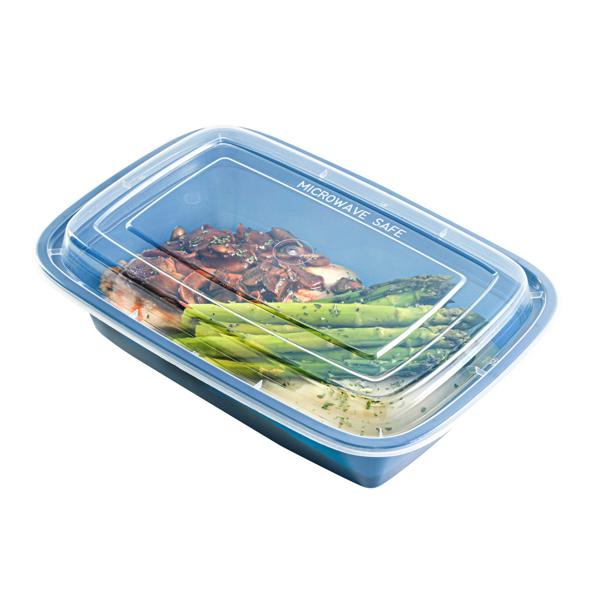 Boxes, To-Go, Asporto 38 Ounce, Microwavable Plastic, Midnight Blue, 8.75 x 6 x 2 Inch, Includes Clear Plastic Lid, Rectangular,2 - 50 COUNT