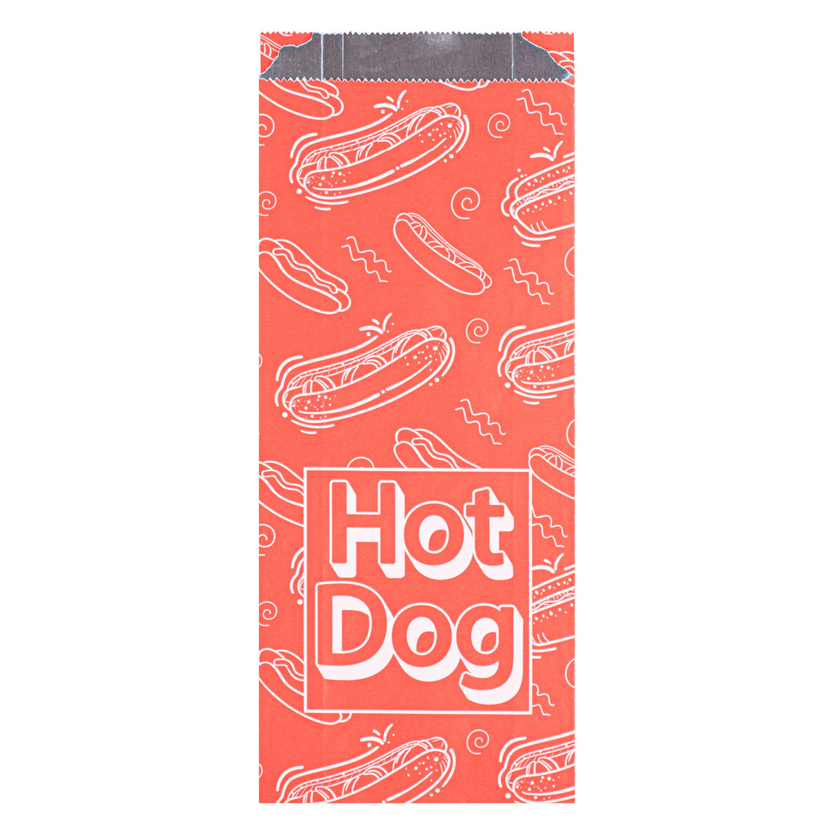 Bags, Hot Dog, Bag Tek 4.50 x 2 x 11.50 Inch, Foil, Red, Printed,100 - 1 EACH