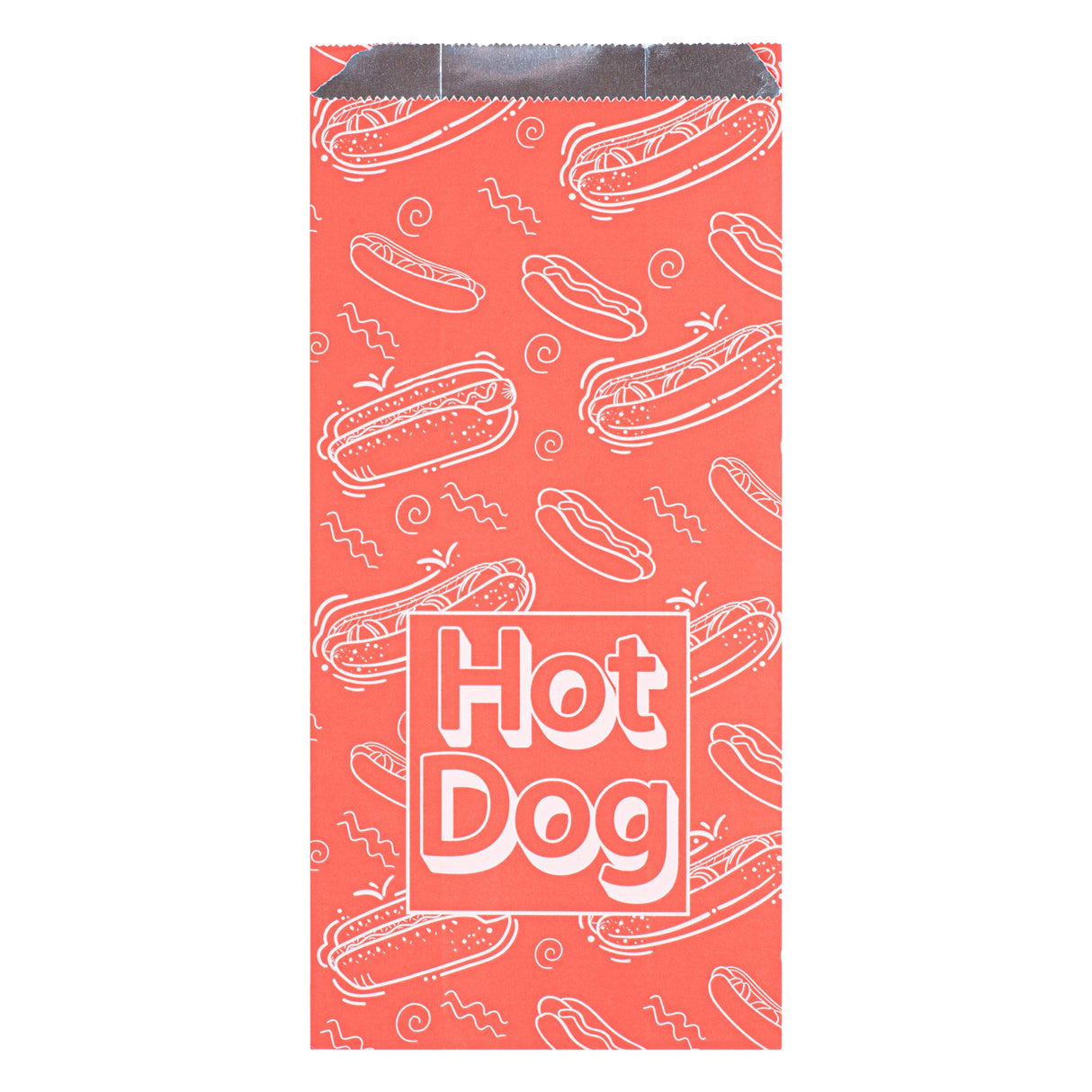 Bags, Hot Dog, Bag Tek 5.50 x 3.25 x 12 Inch, Foil, Red, Printed,100 - 1 EACH