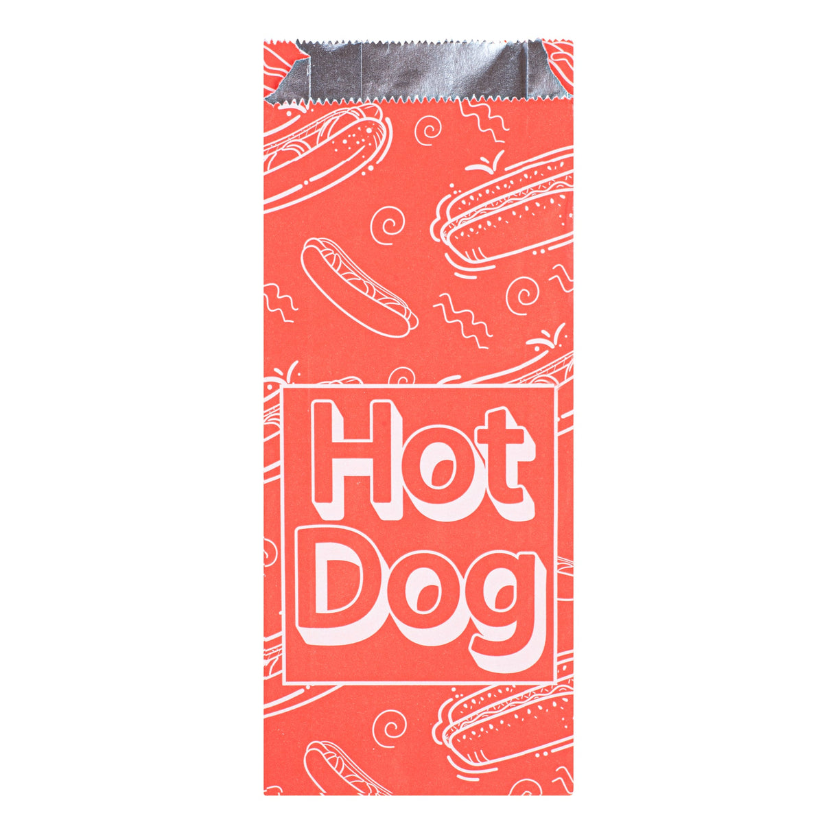 Bags, Hot Dog, Bag Tek 3.75 x 1.25 x 9 Inch, Foil, Red, Printed,100 - 1 EACH