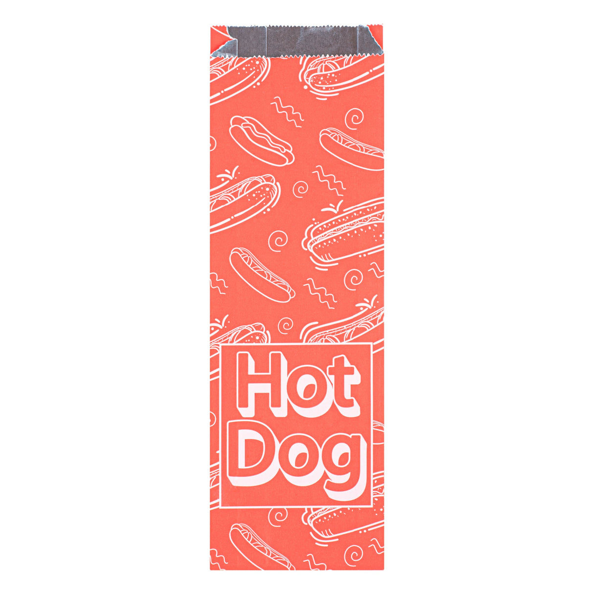 Bags, Hot Dog, Bag Tek 3.75 x 1.25 x 12 Inch, Foil, Red, Printed,100 - 1 EACH