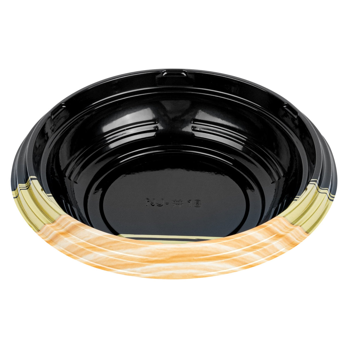 Bowls, Asian-Style, Bento Tek 14 Ounce, Plastic, Black & Gold, 7 x 7 x 1.50 Inch,4 - 100 COUNT