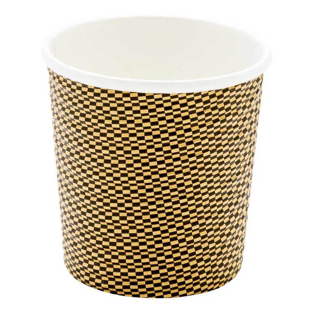 Cups, Coffee, 4 Ounce, Paper, Mocha Pin Check, Spiral Wall, 2.50 x 2.50 x 2.25 Inch,20 - 25 COUNT