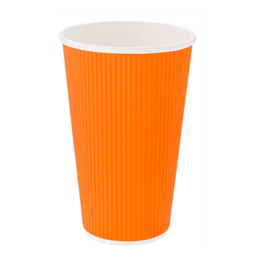 Cups, Hot, 16 Ounce, Paper, Tangerine Orange, Ripple-Wall, 16 Ounce,1 - 500 COUNT